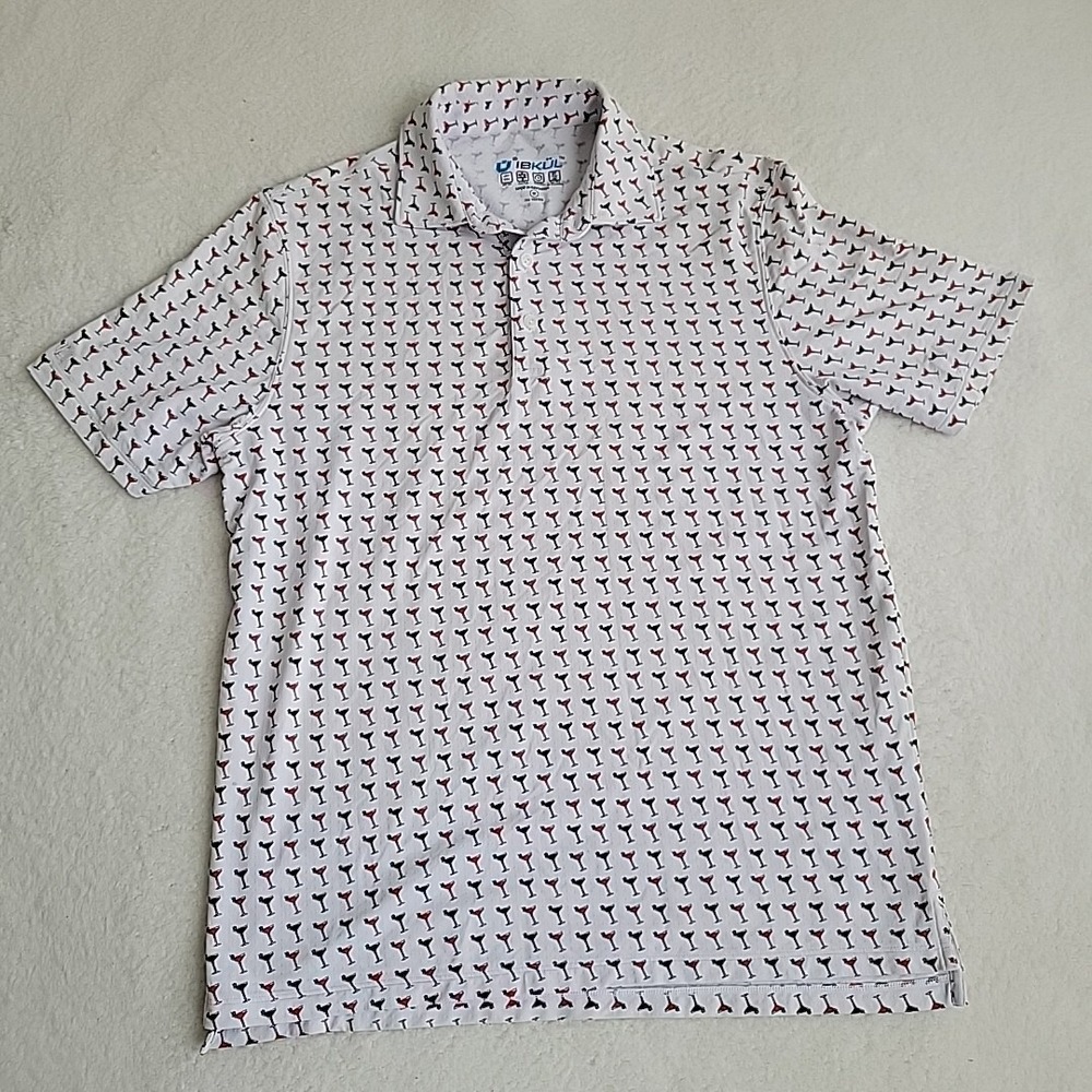IBKUL Polo Shirt Mens‎ Medium Golf All Over Print UPF50  Short Sleeve
